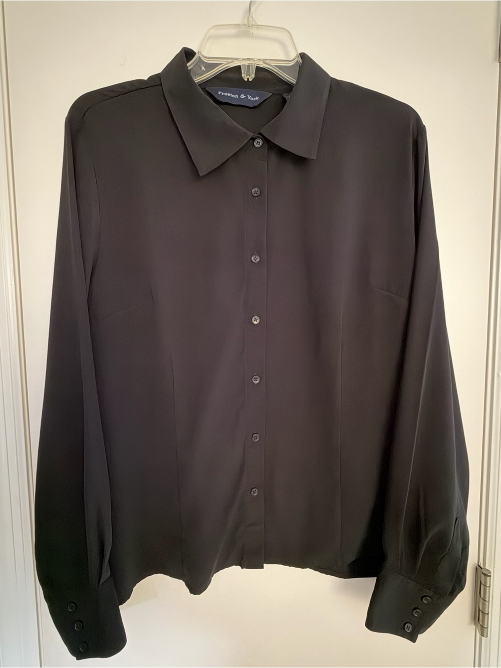 Preston & York Black L/S Button Up Dress Shirt Size 16